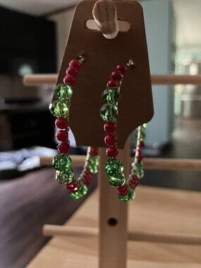 Handcrafted Christmas Hoop Earrings